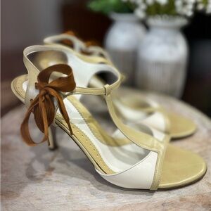 Yves Saint Laurent Cream and Tan Heels